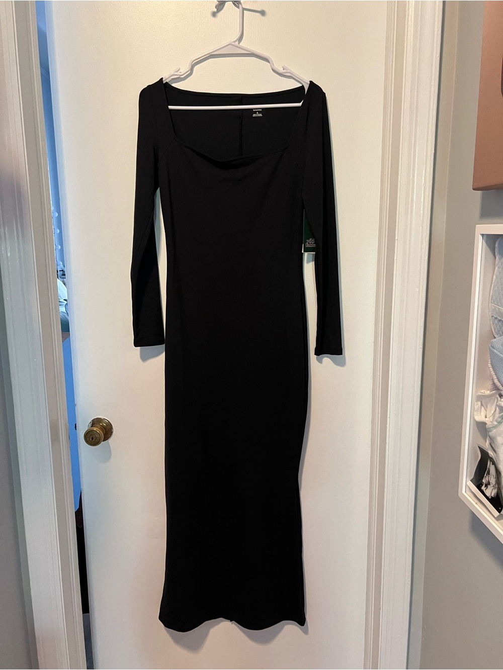 wild fable Black Long-Sleeve Square Neck Bodycon Dress